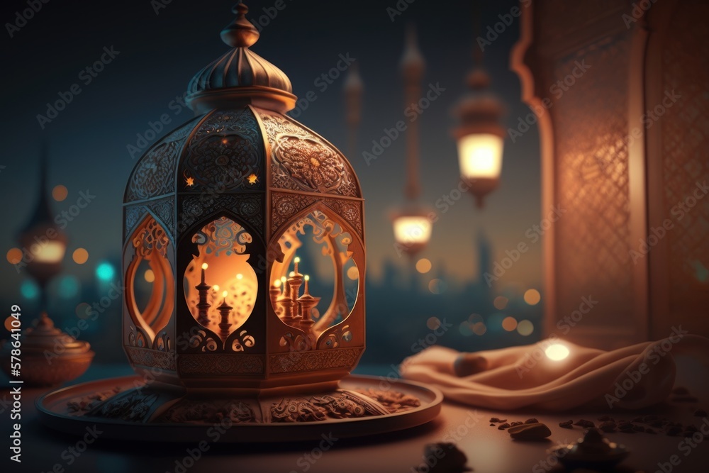 Wall mural ramadan kareem background with islamic ornaments. generative ai