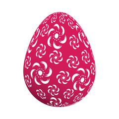 Isolated Painted Purple Easter Egg with Ornamental Floral Pattern, Template for Easter Designs on White Background - Vector Illustration