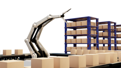 Arm Robot AI manufacture Box product Object for manufacturing industry technology Product export and import of future For Products, food, cosmetics, apparel warehouse mechanical future technology