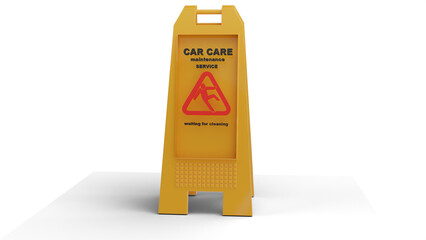 Sign yellow showing warning of caution wet floor wet floor sign on factory of falling person...