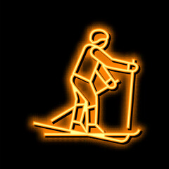 skiing extreme winter sport neon glow icon illustration