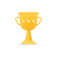 3d Celebrate winners with Success champion trophy golden cup. Cartoon Style. Vector illustration
