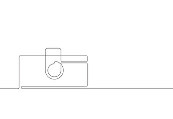 Continuous line drawing of photo camera. Vector illustration
