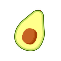Illustration of a cut avocado. Vector illustration in a flat style. Avocado icon. Isolated on a white background. 