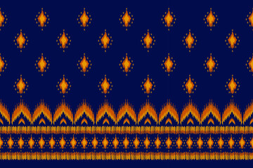 Ethnic ikat seamless pattern in tribal. Aztec geometric ethnic ornament print. Ikat pattern style. Design for background, wallpaper, illustration, fabric, clothing, carpet, textile, batik, embroidery.
