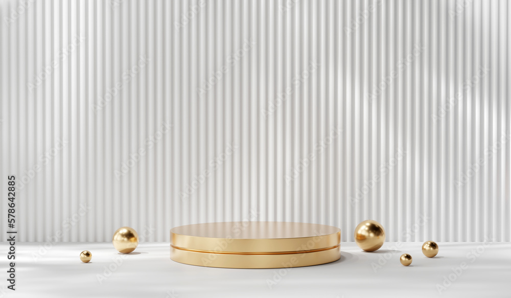 Poster abstract golden podium platform for product display showcase 3d rendering