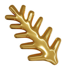 3D Gold Branch Decorative Element