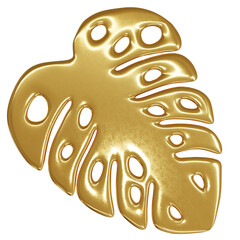 3D Gold Monstera Leaf Decorative Element © Arini Rusda