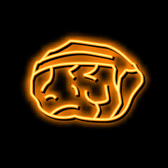 round beef meat neon glow icon illustration