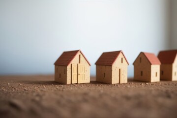 Model of miniature wooden houses. Generative AI.