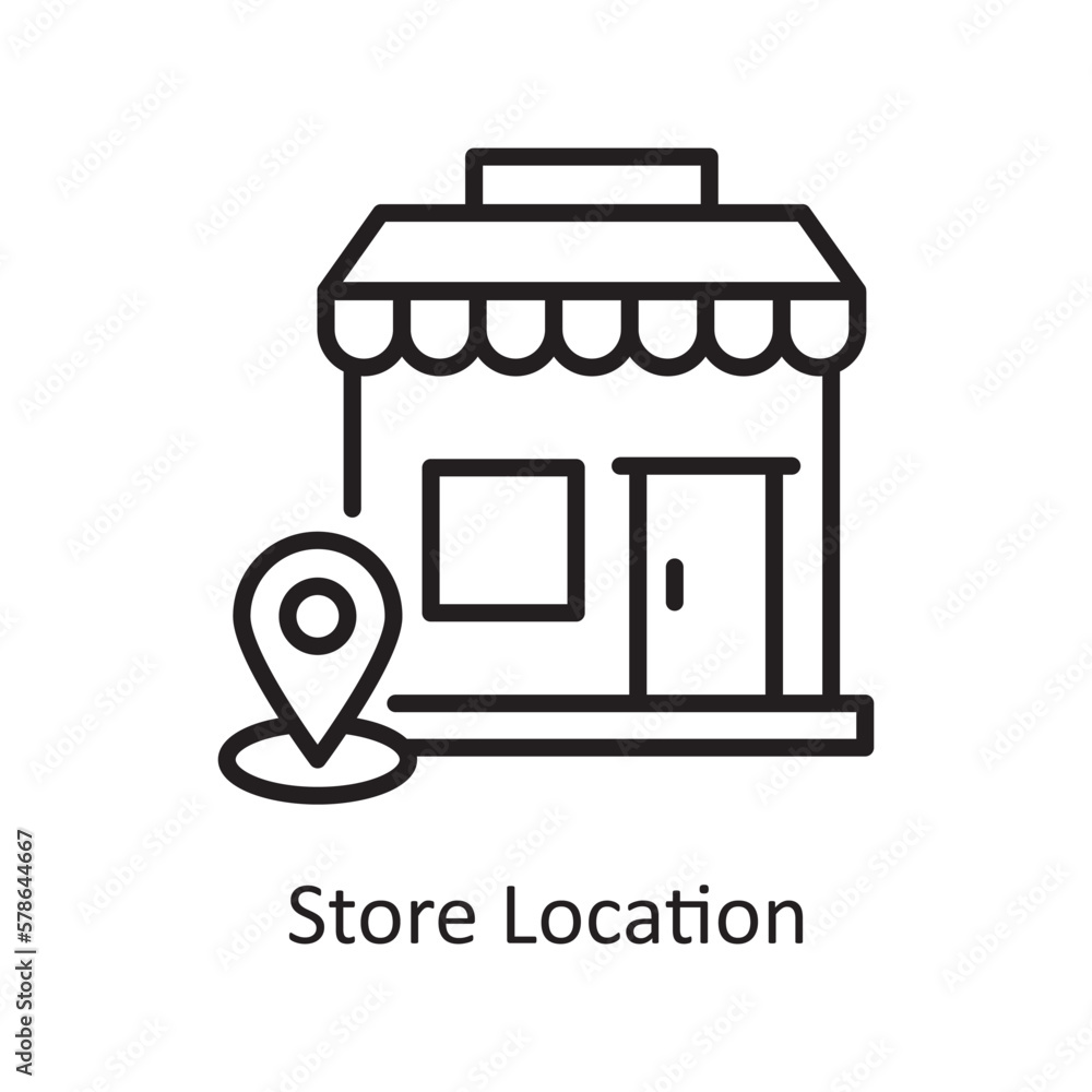 Poster store location vector outline icon design illustration. logistic symbol on white background eps 10 f