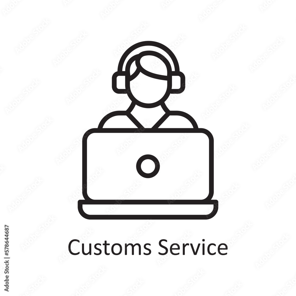 Poster customs service vector outline icon design illustration. logistic symbol on white background eps 10 