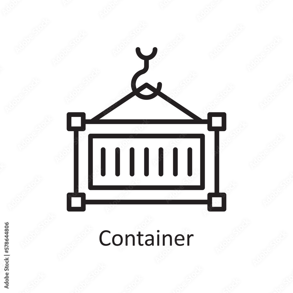 Poster container vector outline icon design illustration. logistic symbol on white background eps 10 file