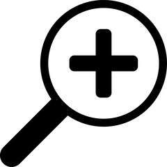 Fototapeta premium Simple Magnifying Glass Search for Zoom In Symbol Icon with Plus Sign. Vector Image.