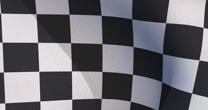 Checkered race flag with fabric texture. 3D render.
