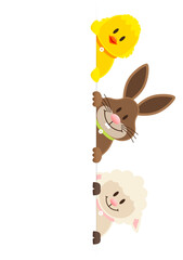 Küken, Osterhase & Schaf Karte Vertikal