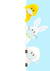 Küken, Weißer Osterhase & Schaf Maske Sonnenbrille Karte Vertikal Himmel