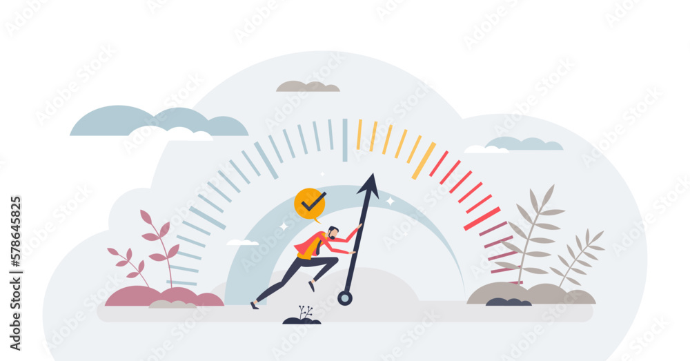 Aufkleber kpi or key performance indicator as success measurement tiny person concept, transparent background.