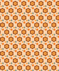 Pattern 70s flower background illustration vector