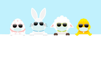 Osterei, Weißer Osterhase, Schaf & Küken Maske Sonnenbrille Karte Himmel