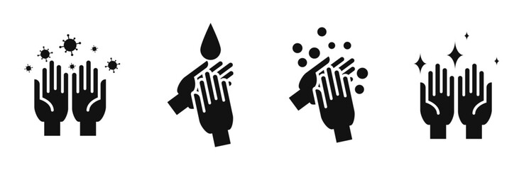 Hand washing steps icon. Washing hands step icon. Hand hygiene steps icon. Step by step hand washing icon