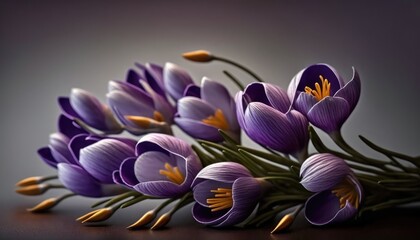 Obraz premium White and purple flower laying on surface. Closeup. Generative ai.