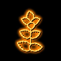 mint leaf neon glow icon illustration