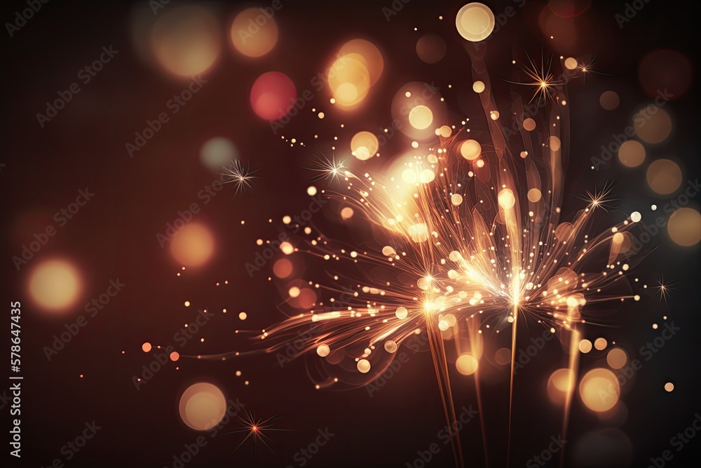 Aufkleber christmas lights with sparkler create an abstract bokeh effect of warm light. a holiday themed postc