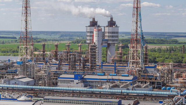Summer view of big chemical plant.