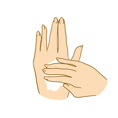 ハンドケアをする女性の手