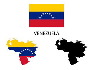 venezuela Flag and map illustration vector