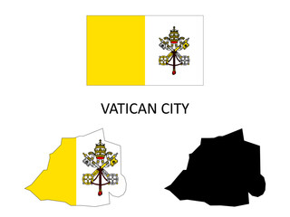 vatican city Flag and map illustration vector - obrazy, fototapety, plakaty