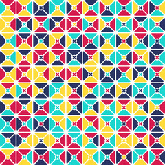Fototapeta na wymiar Abstract geometric Bauhaus pattern design. Vector circle, triangle and square lines color art design. Colorful Bauhaus background pattern.