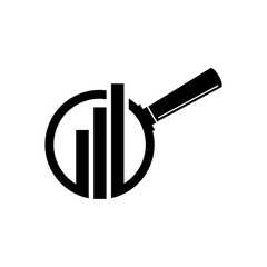 Marketing Review Logo and data analysis icon isolated on transparent background