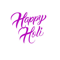 happy holi lettering. hand drawn calligraphy. vector illustration.