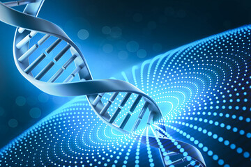 DNA helix spiral molecule structure, 3d illustration.