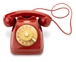 Old red rotating dial telephon