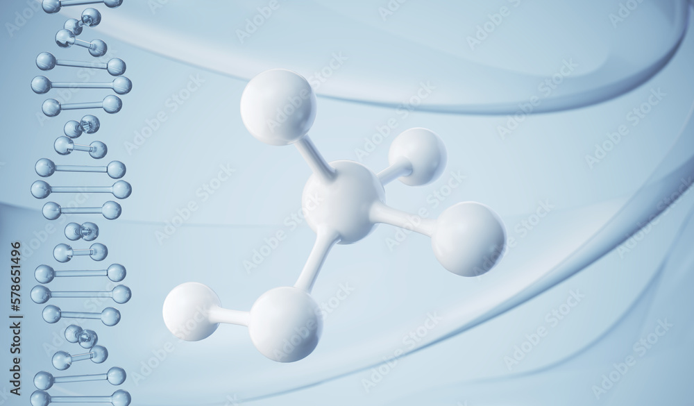 Canvas Prints white molecule or atom, abstract clean structure for science or medical background, 3d render.