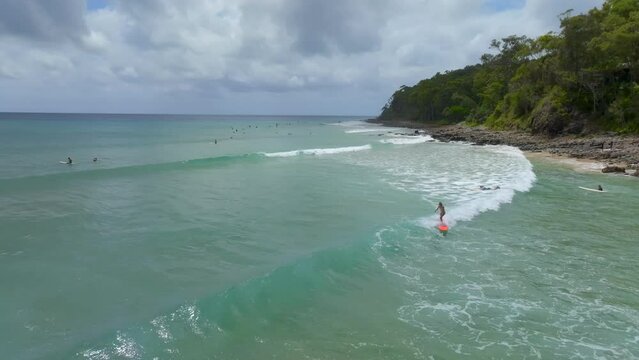 Noosa Drone Surf Session on a sunny day, Australia