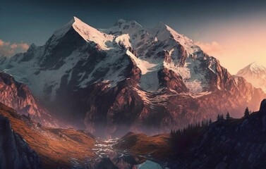Mountain snow background. Generative AI