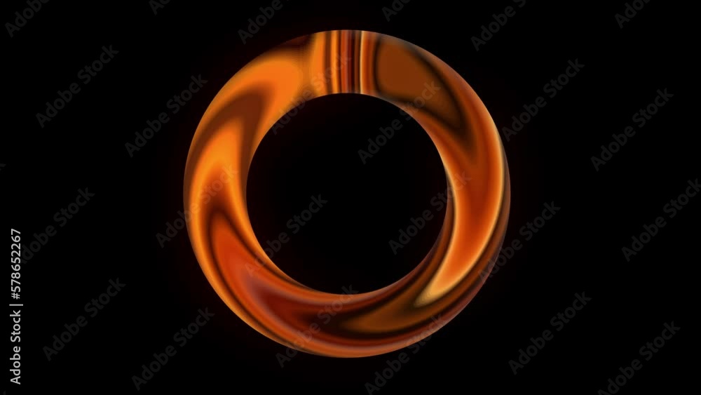 Poster seamless loop rotating golden colored ring on black background. circular shaped logo animation
