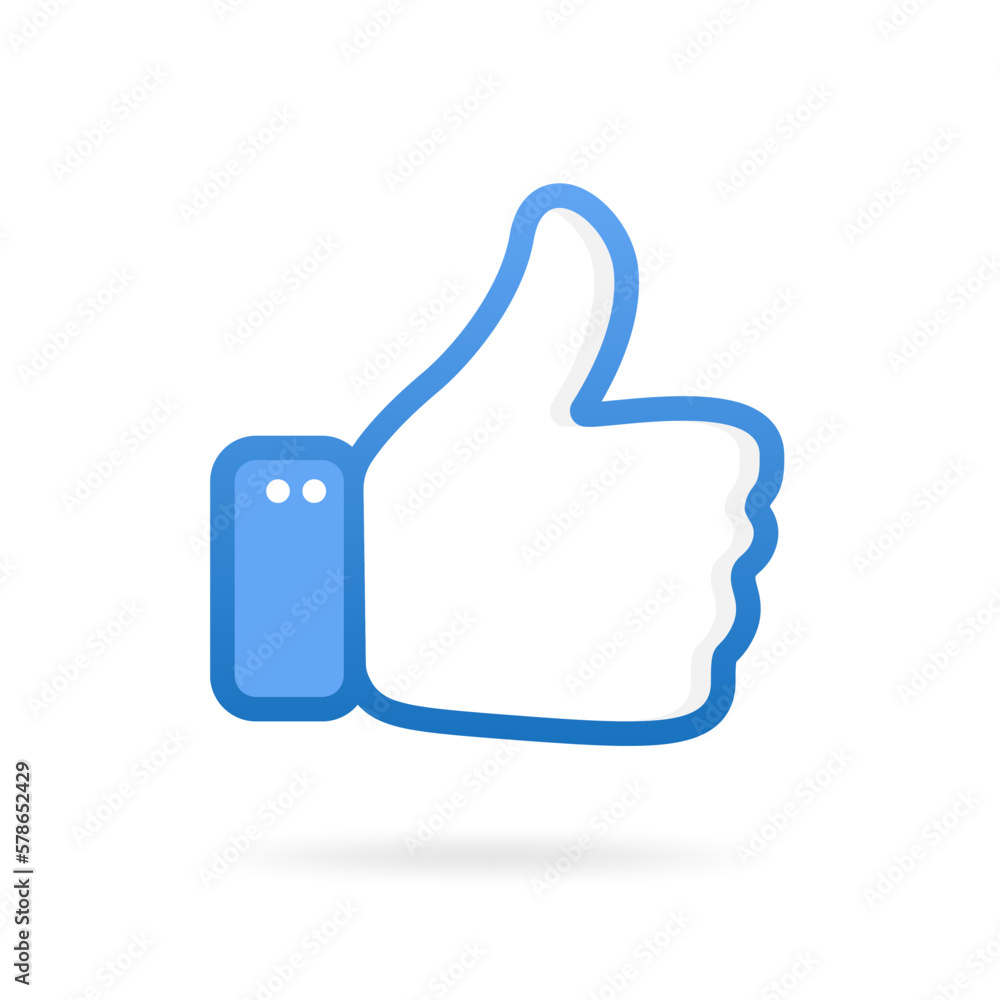 Poster blue thumbs up. use for social networks on a mobile device. concept for websites, web banner isolate