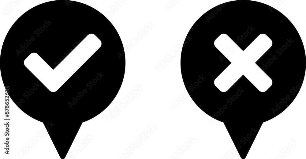 Poster round circle speech bubble cloud message symbol element black and white icon set with checkmark tick