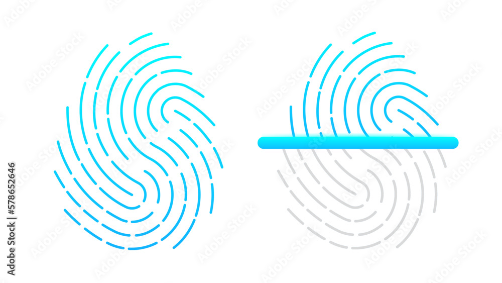 Poster fingerprint scanner a white background. biometric fingerprint password with padlock and shield icon.