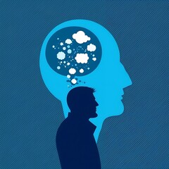 Illustration of a man thinking something in his brain. Generative AI