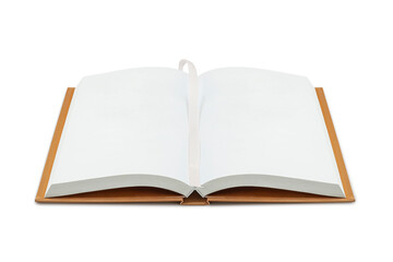 close up of blank white book isolated on white background. top view