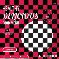 Square Size Healthy Delicious Food Menu Social Media Banner Food Promotion Design Template