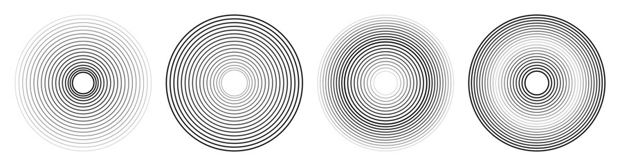 Fototapeta na wymiar Set of halftone circles. Halftone of gradient lines. Abstract backdrop of circles. Vector