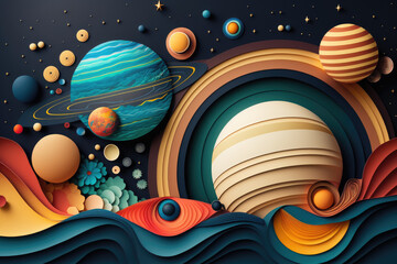 Galaxy Space Background Made From Colorful Paper