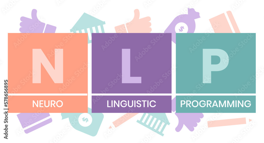 Poster neuro-linguistic programming nlp vector illustration concept wit icons and keywords. vector infograp